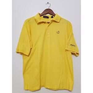 Vintage Masters Golf Polo Shirt Yellow Made in Hong Kong Mens Augusta SZ Med
